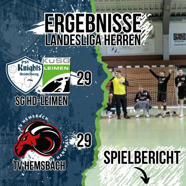 Herrren I entführen einen Punkt aus Hemsbach 29:29 (15:12)